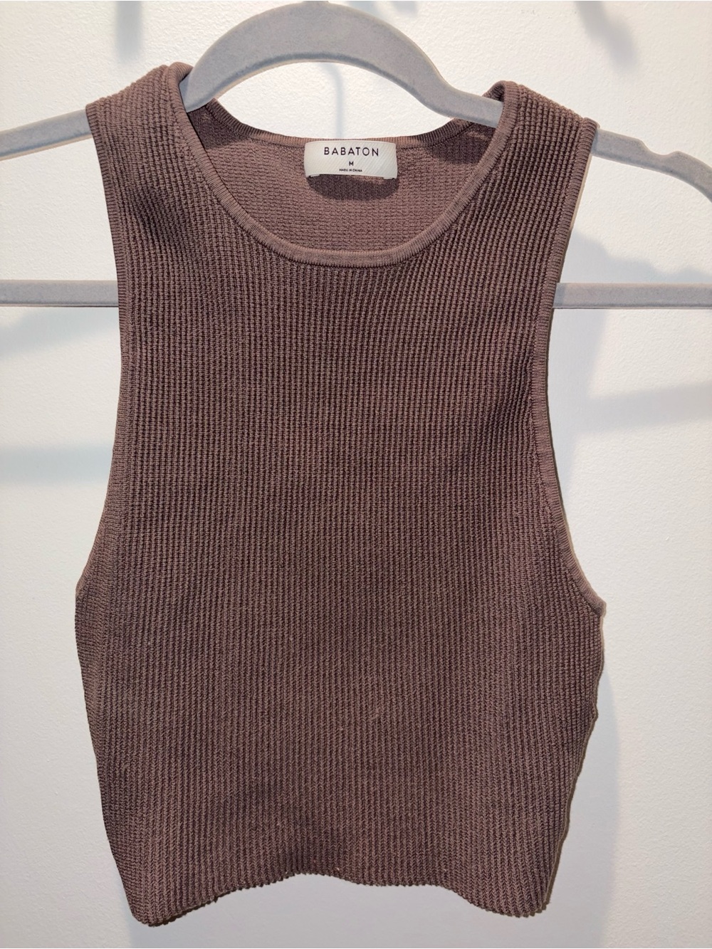 Babaton Cropped Ribbed Tank Top — Taupe Brown